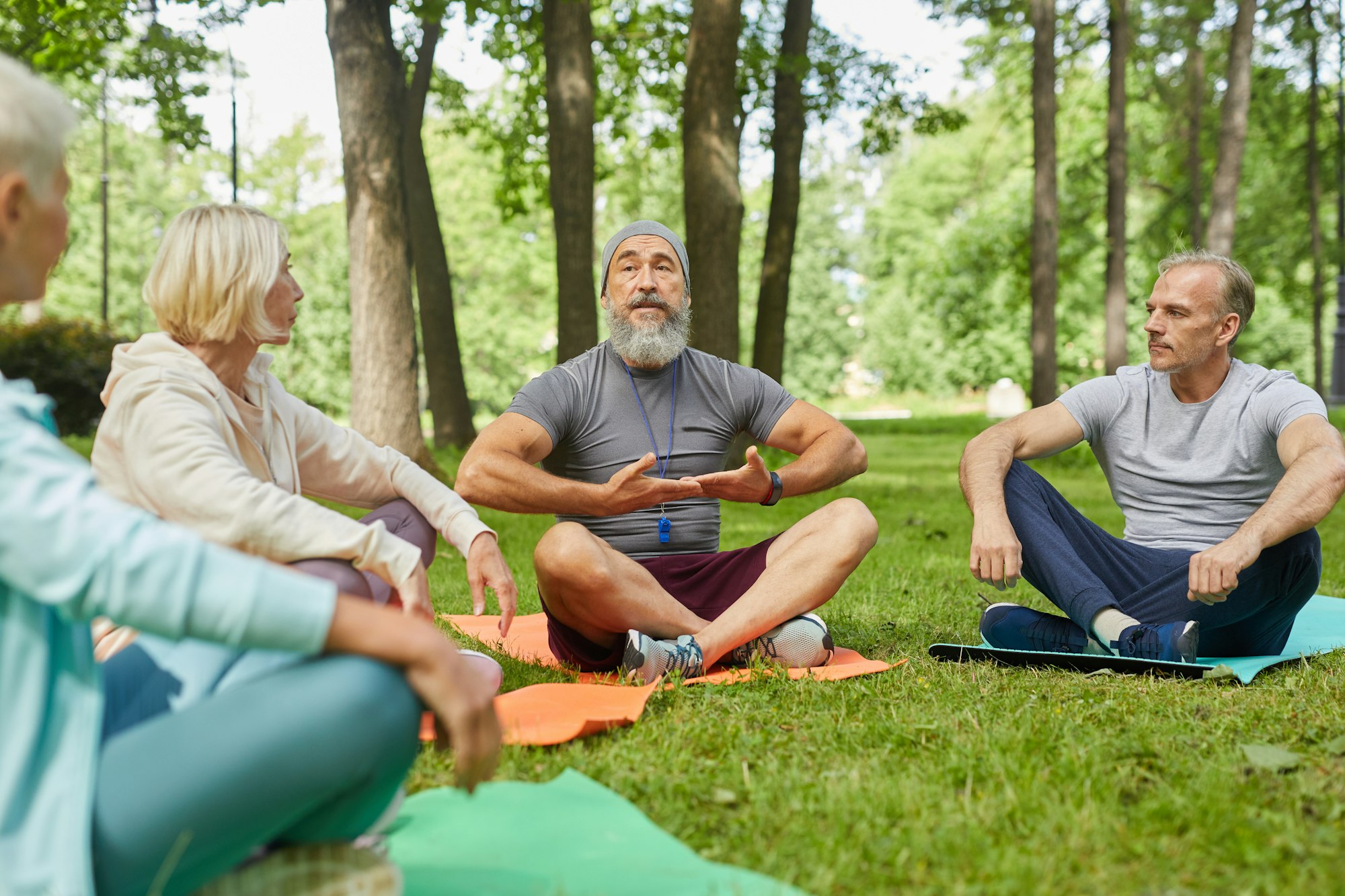 Demonstrating Yoga Breath Exercise